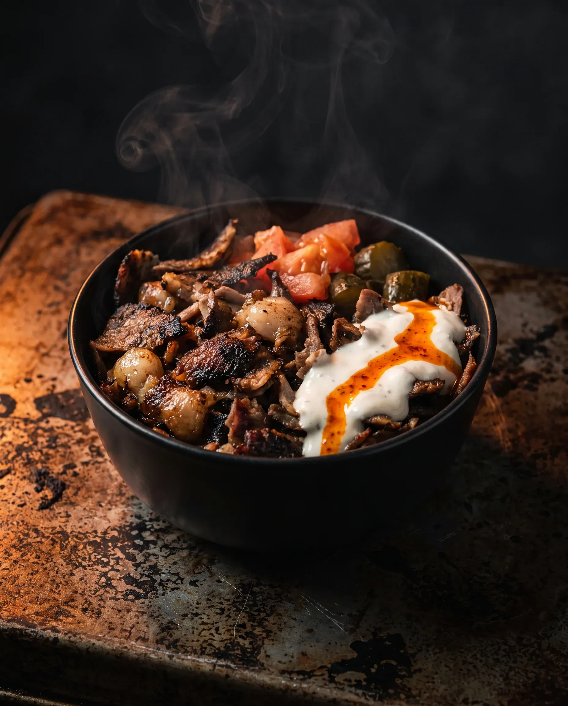 Shawarma Bowl — shawarma in close cross-section