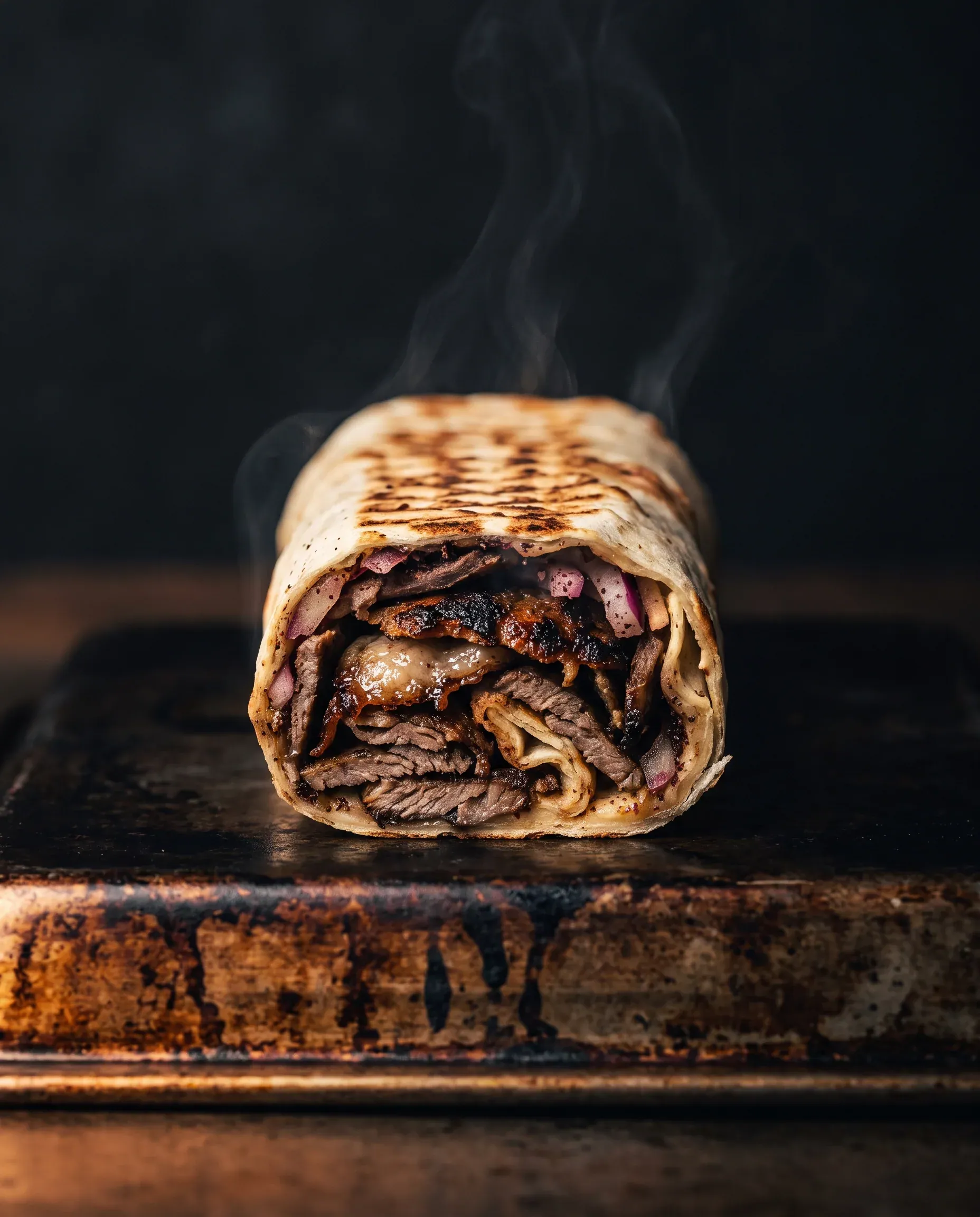 Charcoal Beef — shawarma in close cross-section