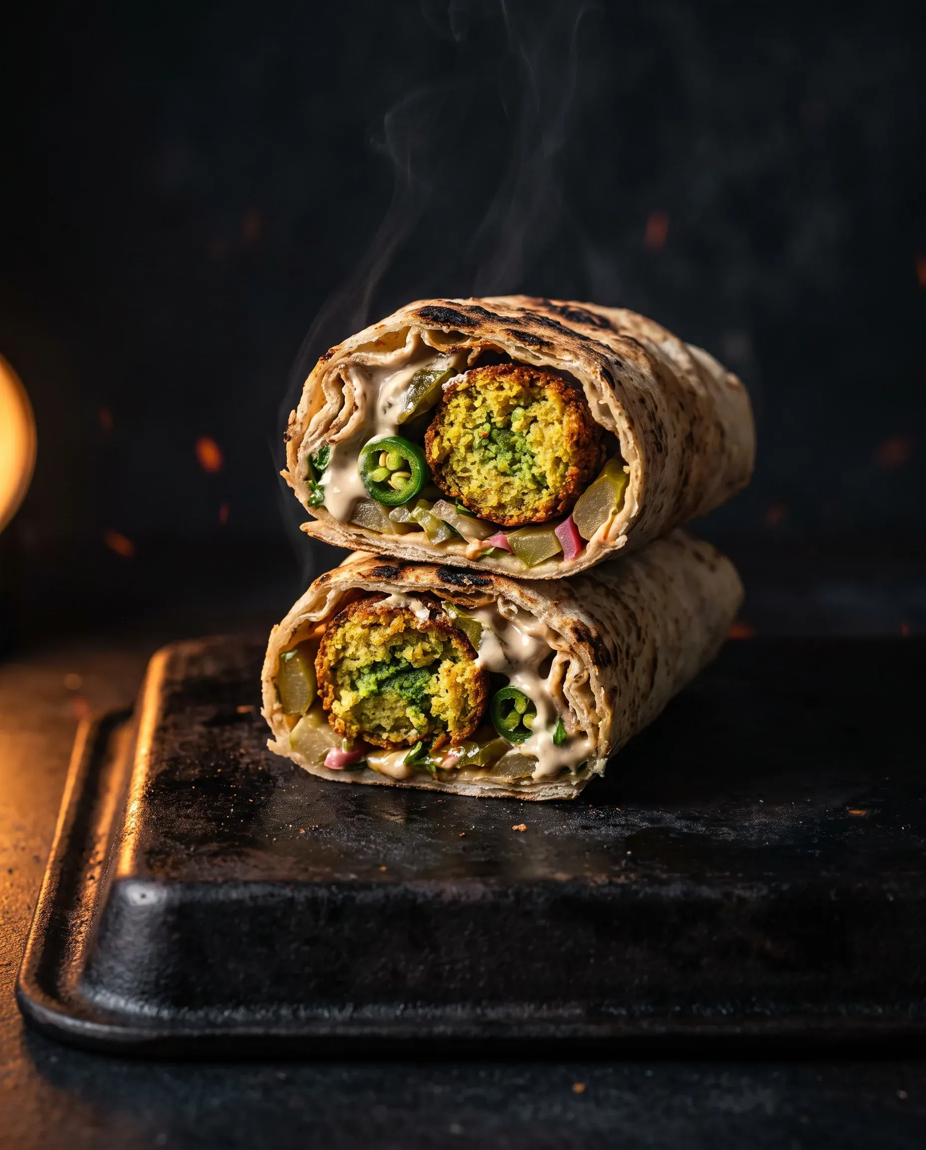 Falafel & Green Chili — shawarma in close cross-section